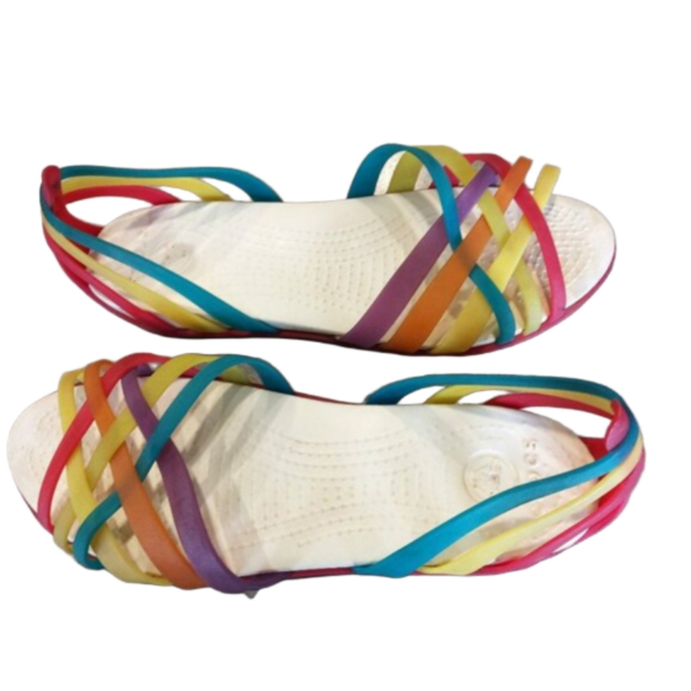 CROCS Huarache Women's Rainbow  Strappy Open Toes Jelly Sandals - Size 7.5-8